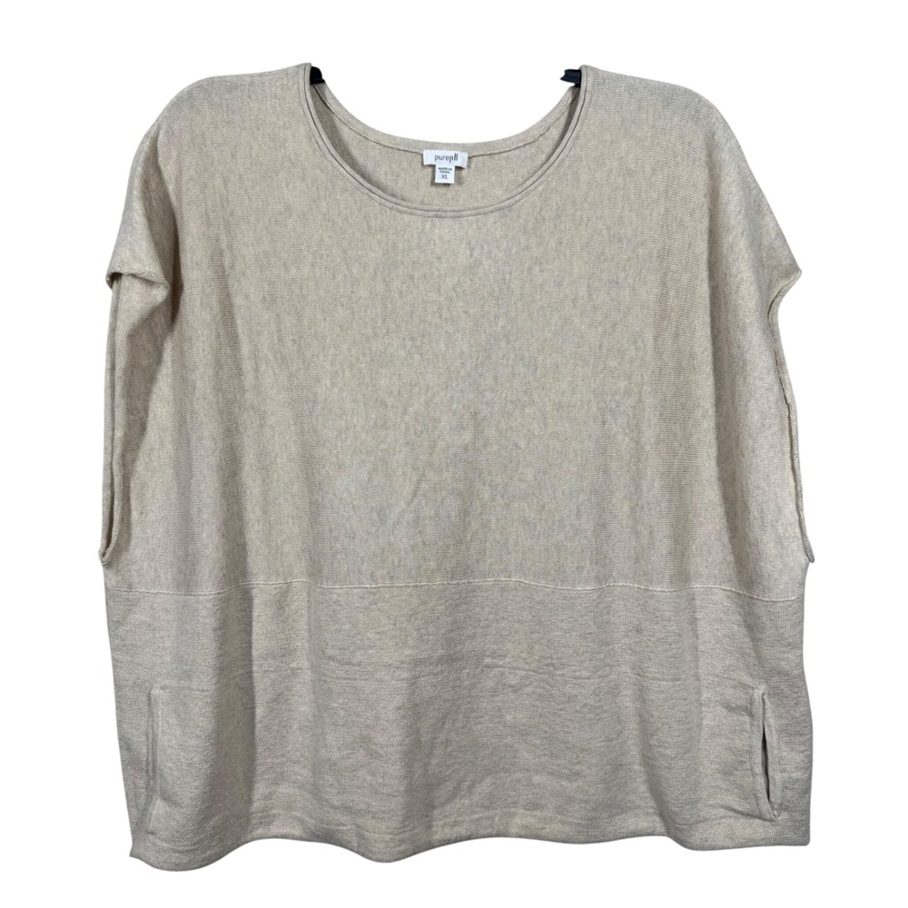 Pure Jill Cotton Cashmere Sweater Women's XL Dolman Sleeve Neutral Casual Cozy‎